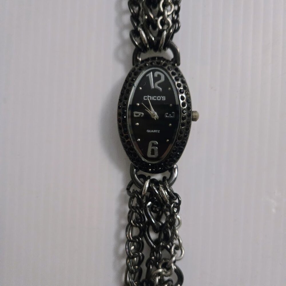 Vintage Chico's CC55549 rhinestone multi chain-link quartz watch